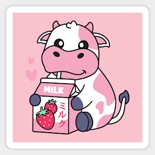 Strawberry Milk Milkshake Cow Magnet